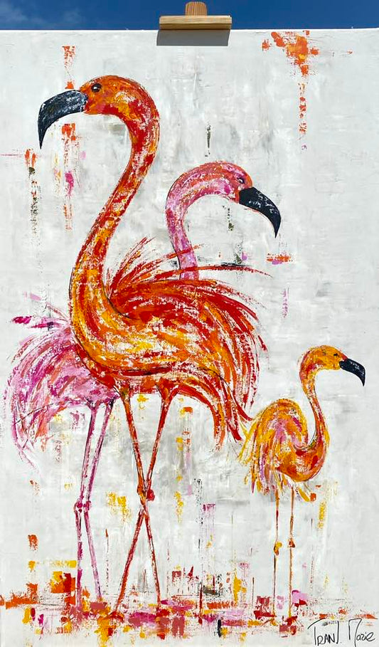 SÉRIE "MY OTHERS".
Flamands roses en famille, dans l'étang à côte de mon atelier à Piantarella - Bonicafio.
Peps et originalité pour votre intérieur.