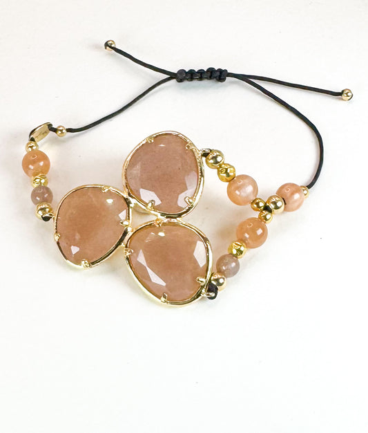 Bracelet FORTUNA DUO Vieux Rose - Pierre de soleil - MTFORJEL