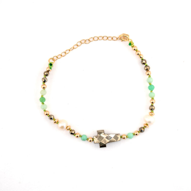 Bracelet croix en pyrite