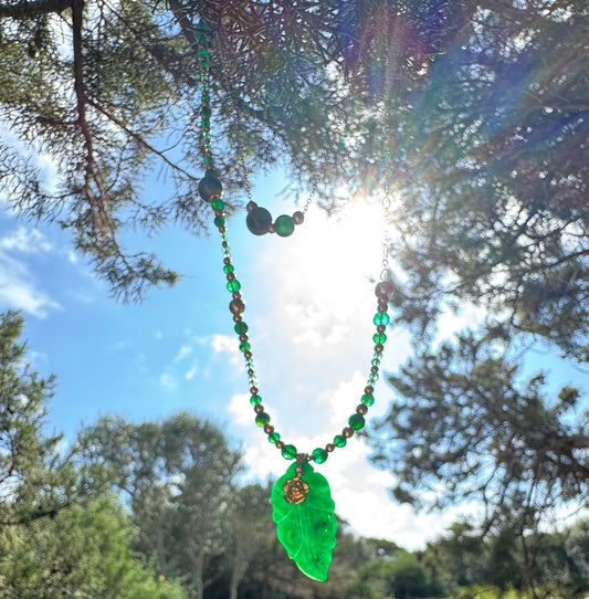Collier FOGLIA Double rang Vert - Jade - MTFORJEL