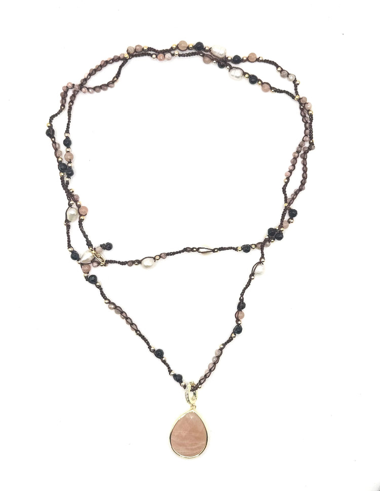 Collier au crochet multi rang GOCCIA | Pendentif Goutte en pierre naturelle Améthyste (Copie) - MTFORJEL