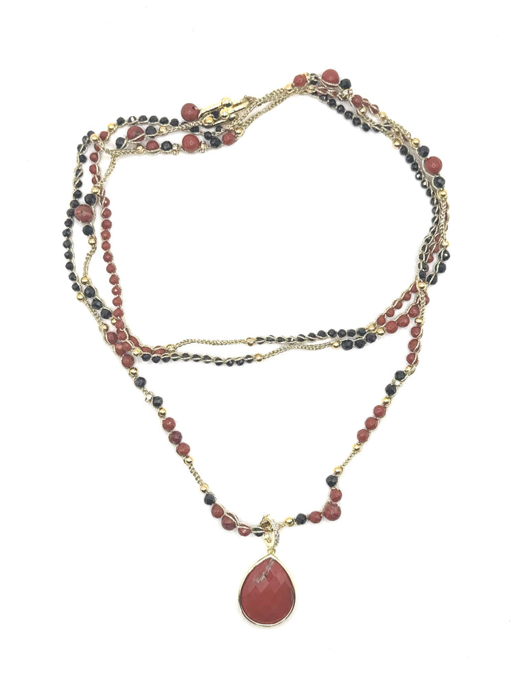 Collier au crochet multi rang GOCCIA | Pendentif Goutte en pierre naturelle Améthyste (Copie) (Copie) - MTFORJEL