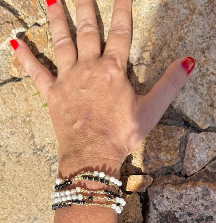 Bijou 2 en 1 au crochet FOGLIA | Collier ou Bracelet multi tours | Pendentif FEUILLE en pierre naturelle Agate - MTFORJEL