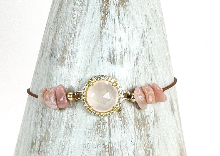 Bracelet PAVIMENTA n°1bis Rose clair - Pierre de soleil - MTFORJEL
