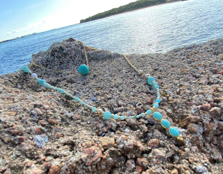 Collier TRIBALI double rang Vert pâle - Amazonite - MTFORJEL