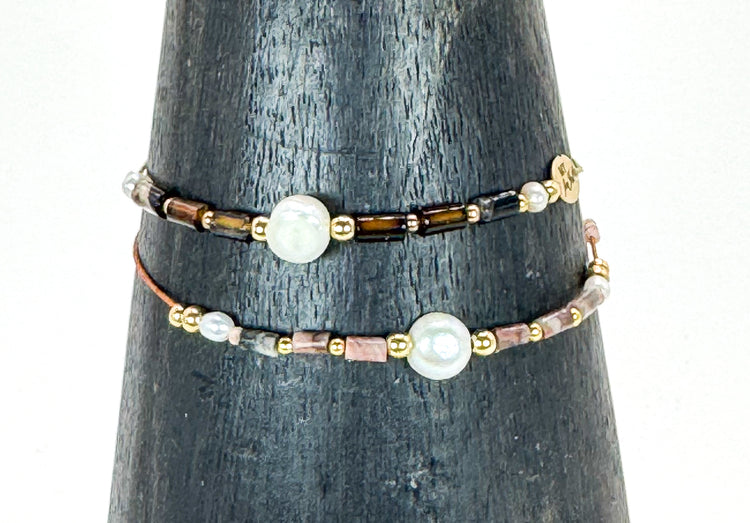 Bracelet FINEZZA LIA Rose pâle n°2 - Rhodonite - MTFORJEL