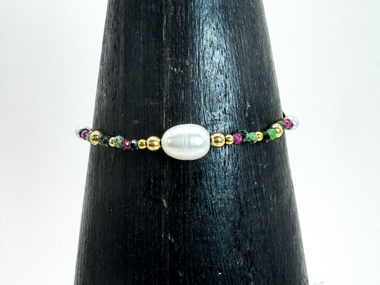 Bracelet FINEZZA LIA Vert incrustation rubis - Rubis zoïsite - MTFORJEL