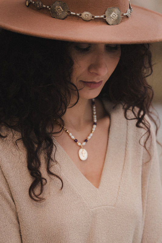 Collier Œil de Sainte Lucie | Croce Améthyste