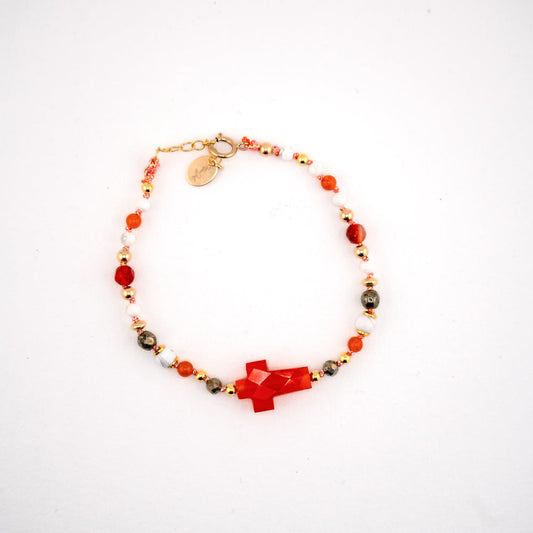 Bracelet croix en cornaline