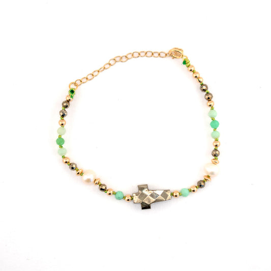 Bracelet croix en pyrite