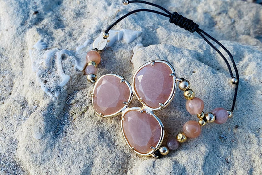 Bracelet FORTUNA DUO Vieux Rose - Pierre de soleil - MTFORJEL