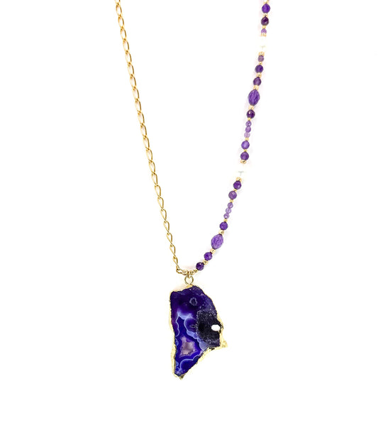 Collier FETTA DI VITA | Agate et Améthyste - MTFORJEL