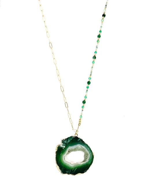 Collier FETTA DI VITA | Agate verte , Jade, Amazonite et Onyx - MTFORJEL