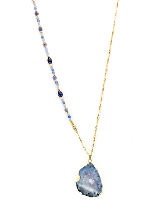 Collier FETTA DI VITA | Agate et Aigue marine - MTFORJEL