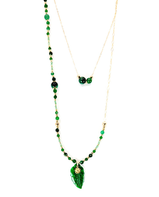 Collier FOGLIA Double rang  Vert | Jade - MTFORJEL