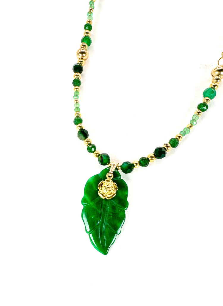 Collier FOGLIA Double rang  Vert | Jade - MTFORJEL