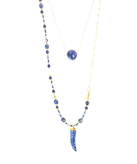 Collier DIFESA double rang Bleu |Sodalite - MTFORJEL