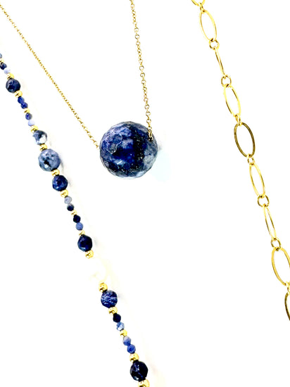 Collier DIFESA double rang Bleu |Sodalite - MTFORJEL