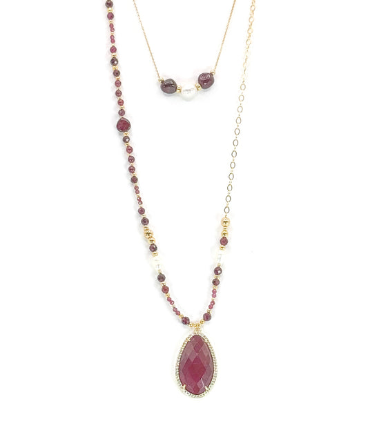 Collier GOCCIA ZIRCONE double rang | Grenat - MTFORJEL
