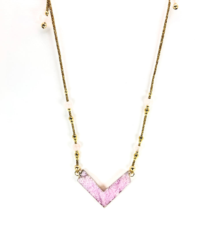 Collier VITTORIA | Agate et quartz rose - MTFORJEL