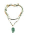 Bijou 2 en 1 au crochet FOGLIA | Collier ou Bracelet multi tours | Pendentif FEUILLE en pierre naturelle Aventurine verte & orange - MTFORJEL