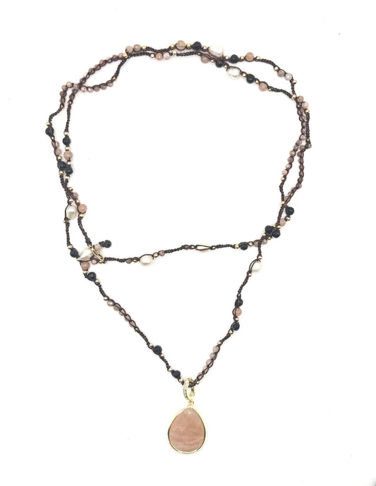 Collier au crochet multi rang GOCCIA | Pendentif Goutte en pierre naturelle Améthyste (Copie) - MTFORJEL