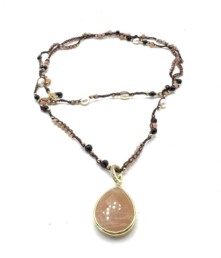 Collier au crochet multi rang GOCCIA | Pendentif  Goutte en pierre naturelle Améthyste (Copie) - MTFORJEL