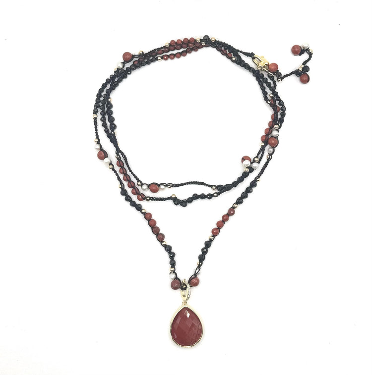Collier au crochet multi rang GOCCIA | Pendentif  Goutte en pierre naturelle Améthyste (Copie) (Copie) - MTFORJEL