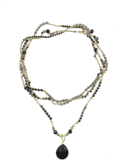 Collier au crochet multi rang GOCCIA | Pendentif  Goutte en pierre naturelle Améthyste (Copie) (Copie) (Copie) - MTFORJEL