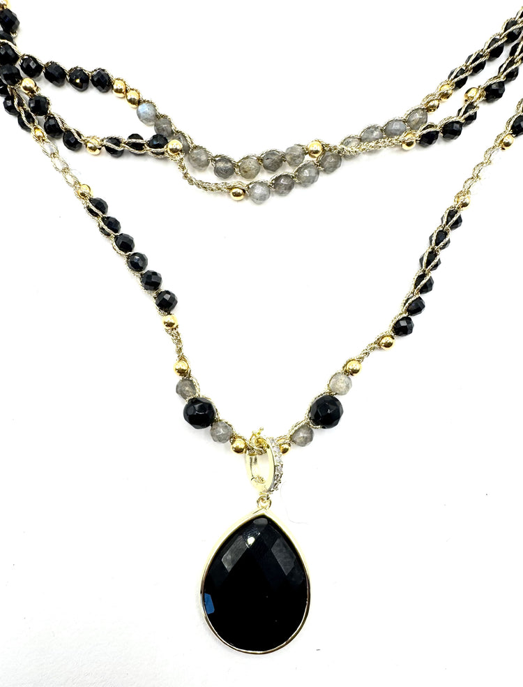 Collier au crochet multi rang GOCCIA | Pendentif  Goutte en pierre naturelle Améthyste (Copie) (Copie) (Copie) - MTFORJEL