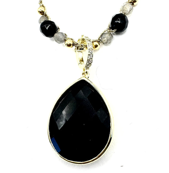 Collier au crochet multi rang GOCCIA | Pendentif  Goutte en pierre naturelle Améthyste (Copie) (Copie) (Copie) - MTFORJEL