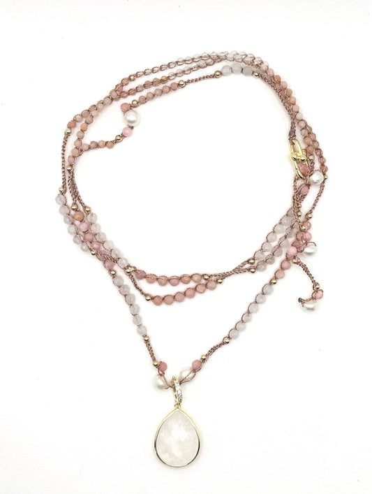 Collier au crochet multi rang GOCCIA | Pendentif  Goutte en pierre naturelle Améthyste (Copie) (Copie) (Copie) (Copie) - MTFORJEL