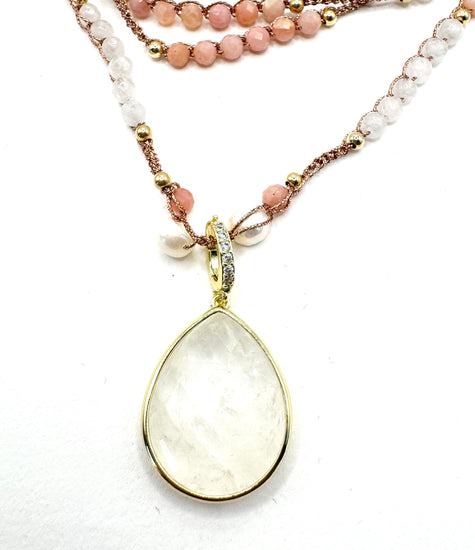 Collier au crochet multi rang GOCCIA | Pendentif  Goutte en pierre naturelle Améthyste (Copie) (Copie) (Copie) (Copie) - MTFORJEL