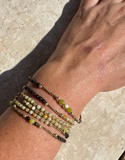 Bijou 2 en 1 au crochet FOGLIA | Collier ou Bracelet multi tours | Pendentif  FEUILLE en pierre naturelle Jade citron - MTFORJEL