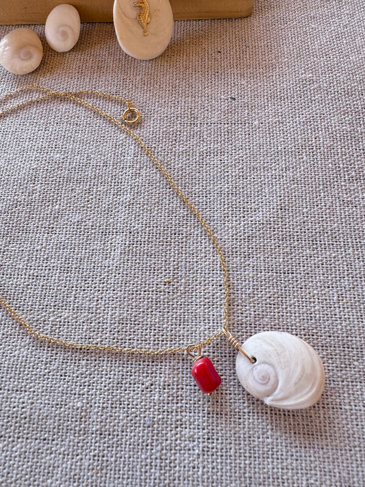 Collier Œil de Sainte Lucie | Or et Corail