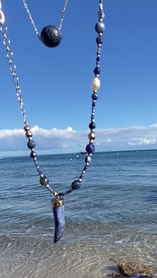 Collier DIFESA double rang Bleu |Sodalite